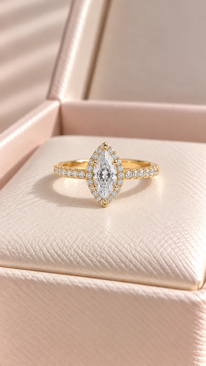 Anillo Halo + riviere, vista 1
