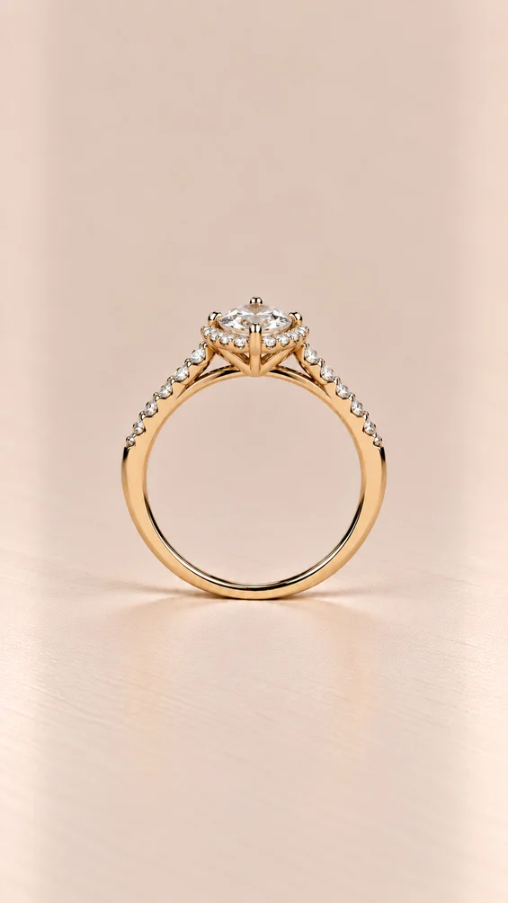 Anillo Halo + riviere, vista 2