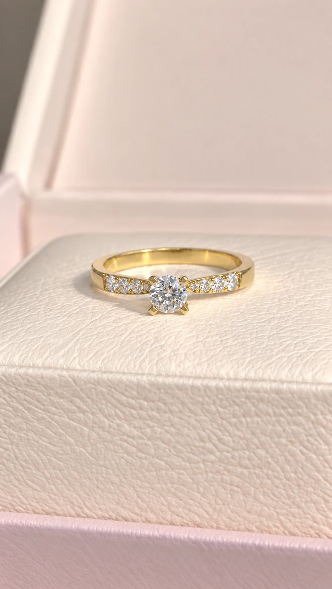 Anillo con moissanita Degradé redondo, vista 1