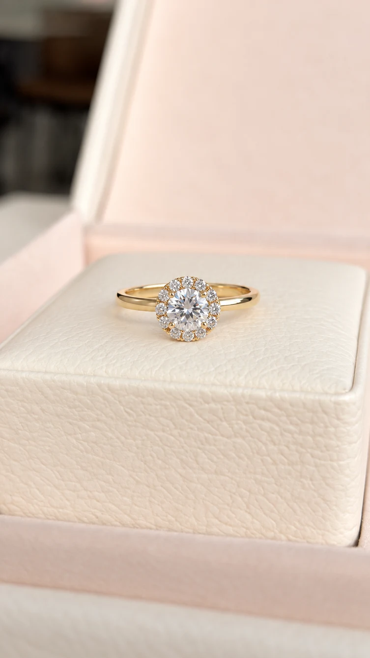 Anillo con moissanita Halo, vista 1