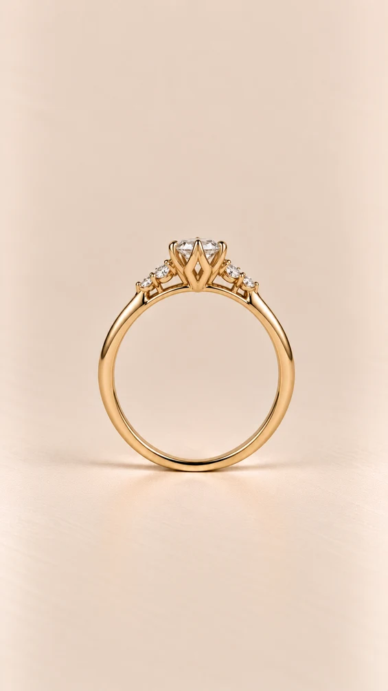 Anillo con moissanita Tulipán catedral, vista 2