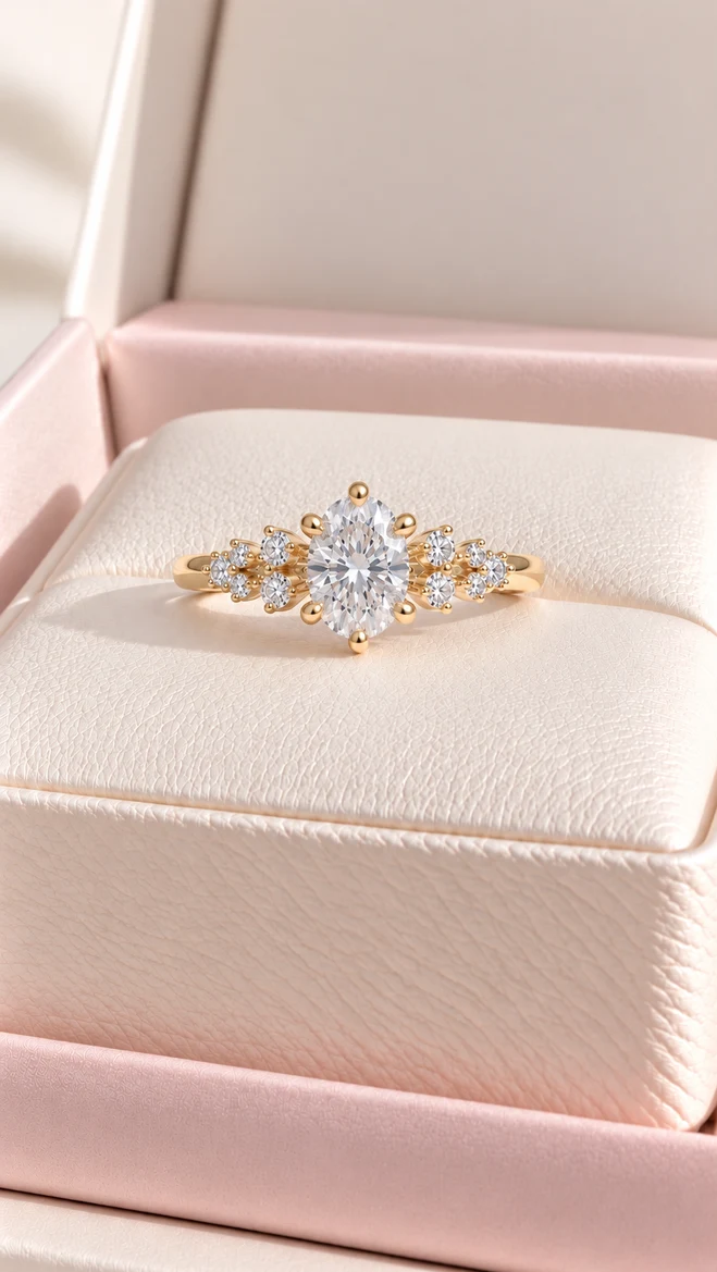 Anillo con moissanita Floral, vista 1