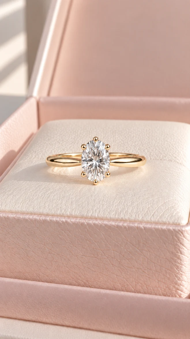 Anillo con moissanita Tulipán oval, vista 1