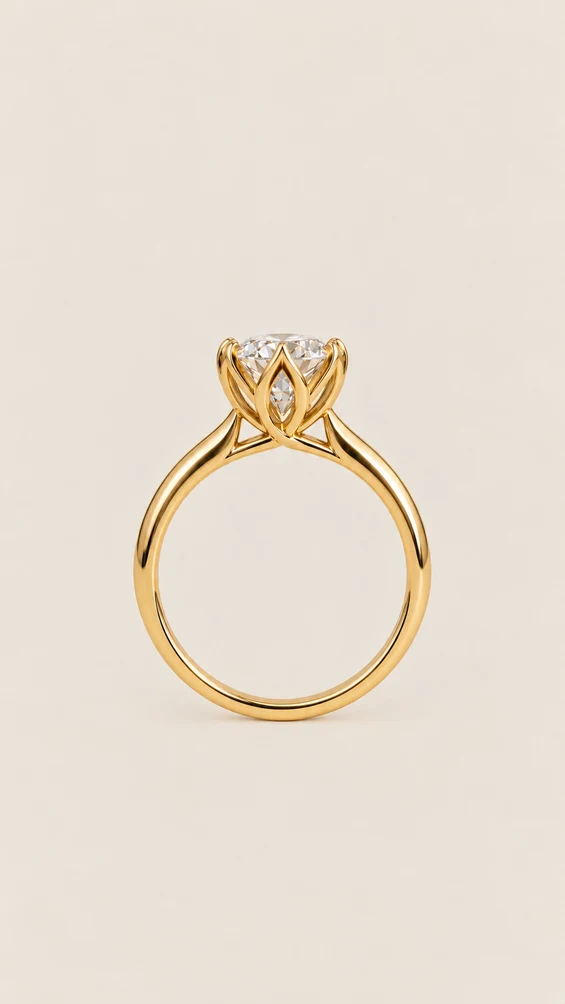 Anillo Tulipán marquise con diamante natural, vista 2