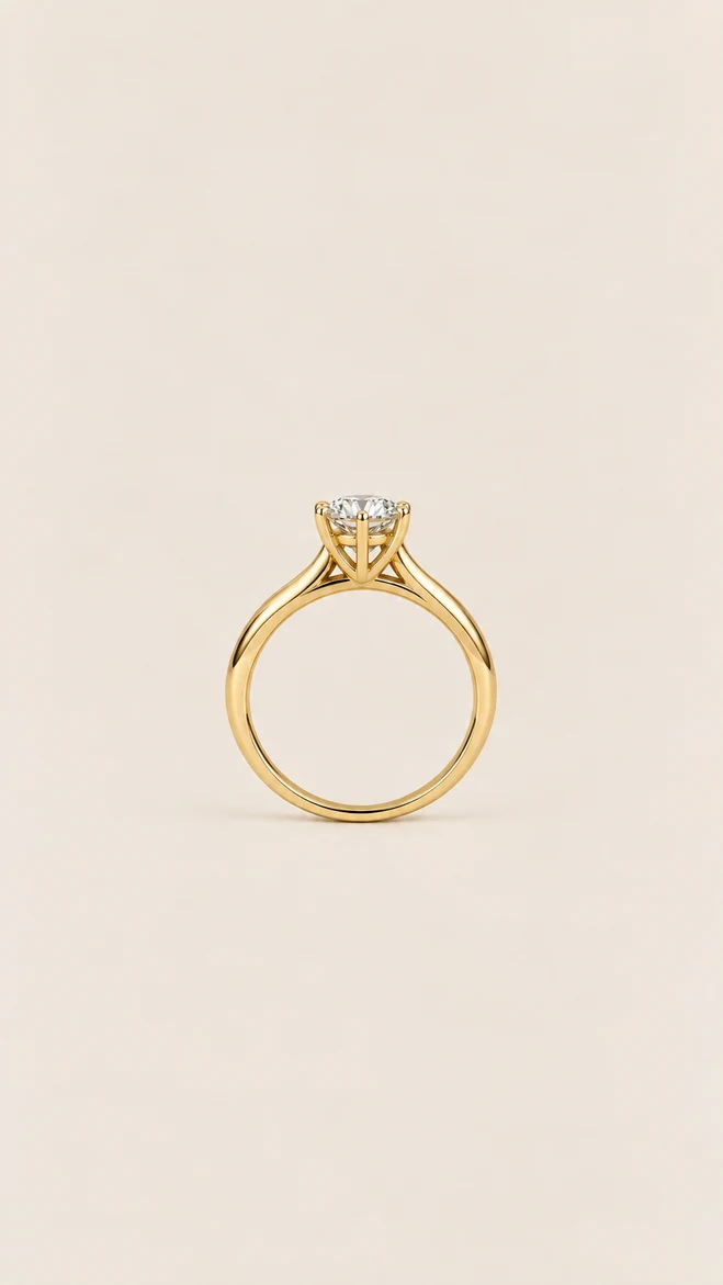 Anillo Bypass redondo con diamante natural, vista 2