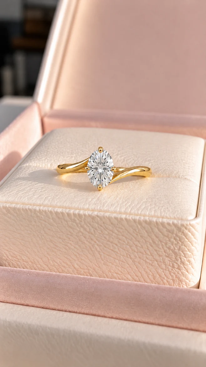 Anillo Bypass oval con diamante natural, vista 1