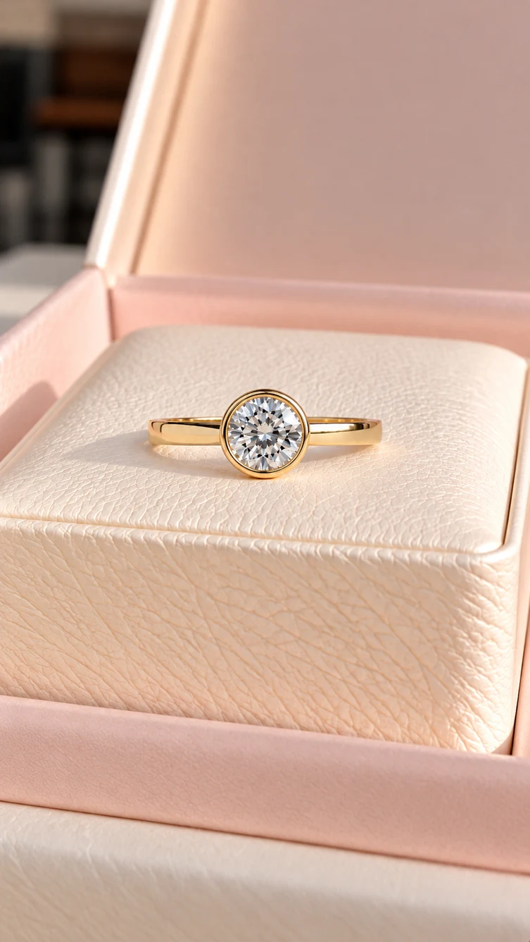 Anillo Bisel redondo con diamante natural, vista 1