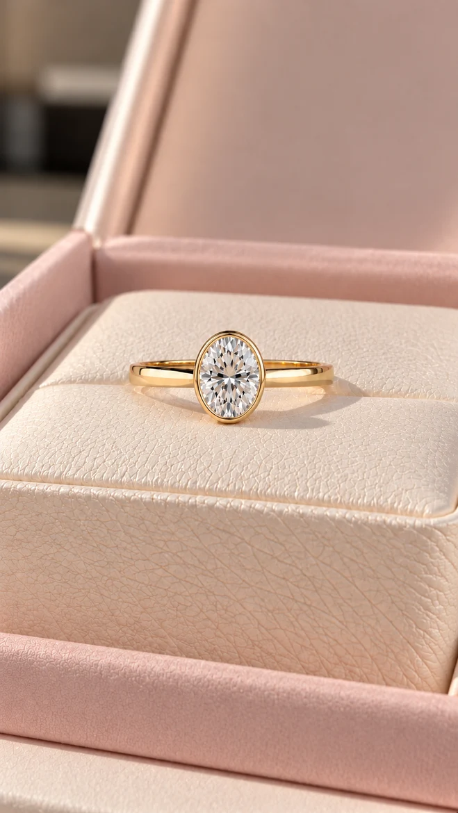 Anillo Bisel oval con diamante natural, vista 1