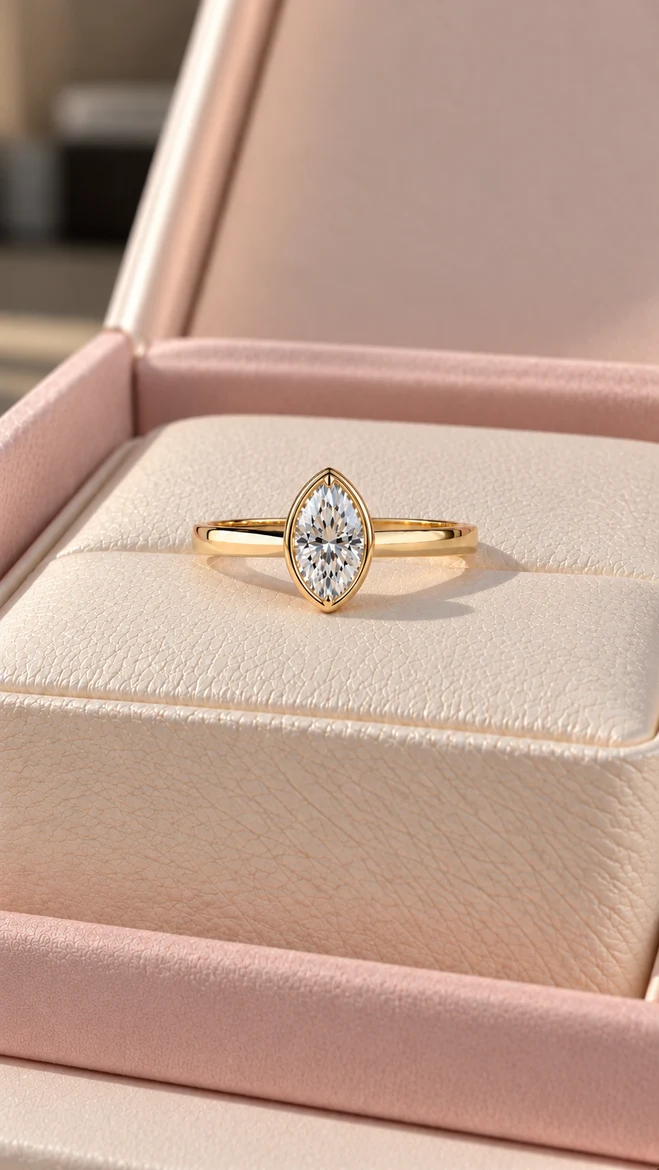 Anillo Bisel marquise con diamante natural, vista 1