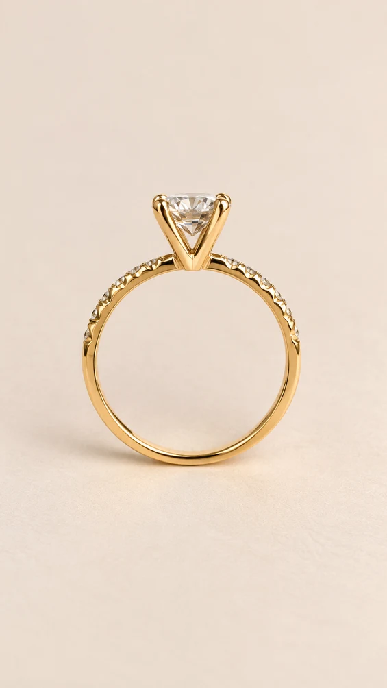 Anillo Halo oval con diamante natural, vista 2
