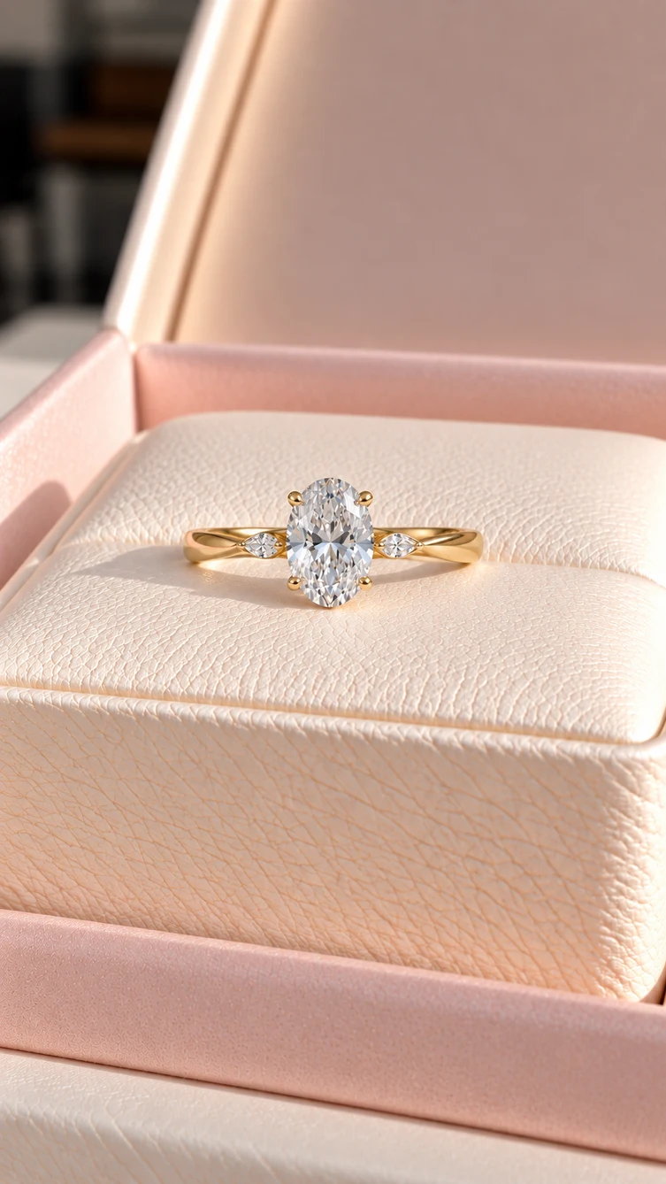 Anillo Sandy oval con diamante natural, vista 1