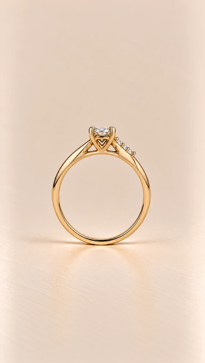 Anillo Cruzado oval con diamante natural, vista 2