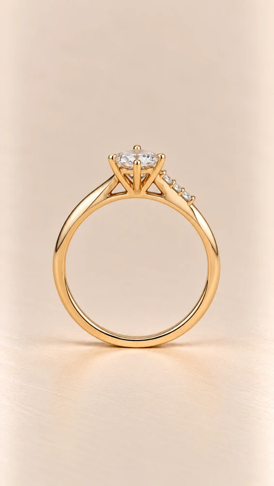 Anillo Cruzado marquise con diamante natural, vista 2