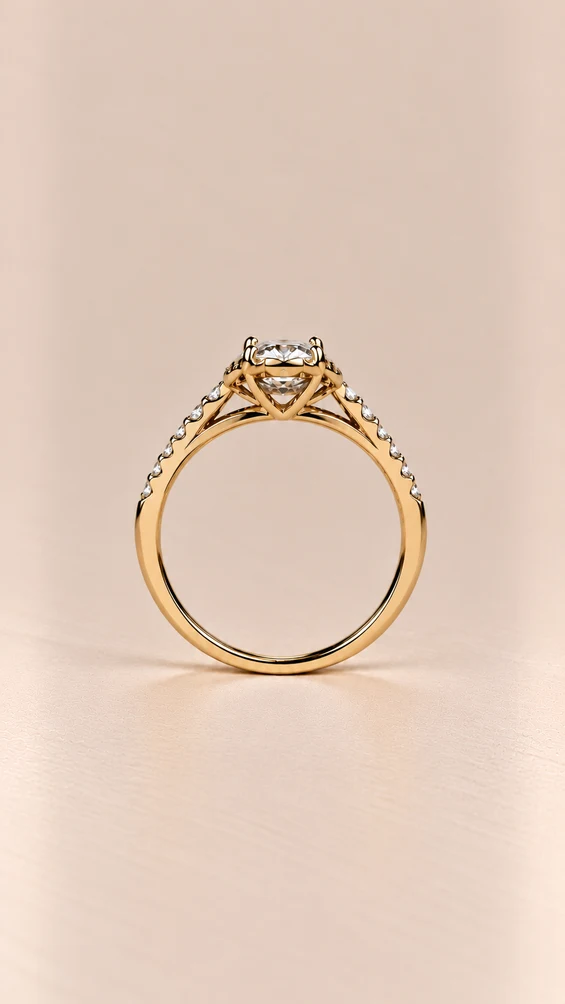 Anillo Halo + riviere oval con diamante natural, vista 2
