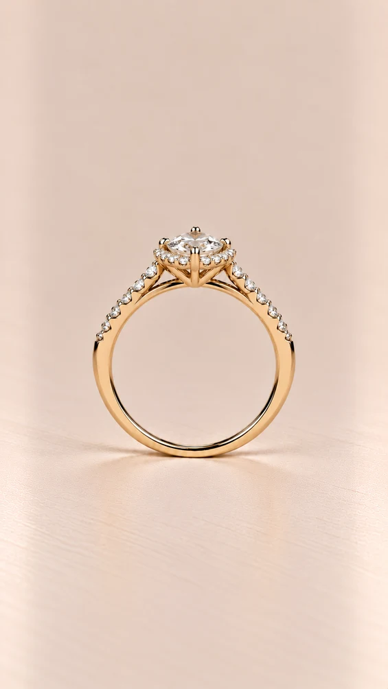 Anillo Halo + riviere marquise con diamante natural, vista 2