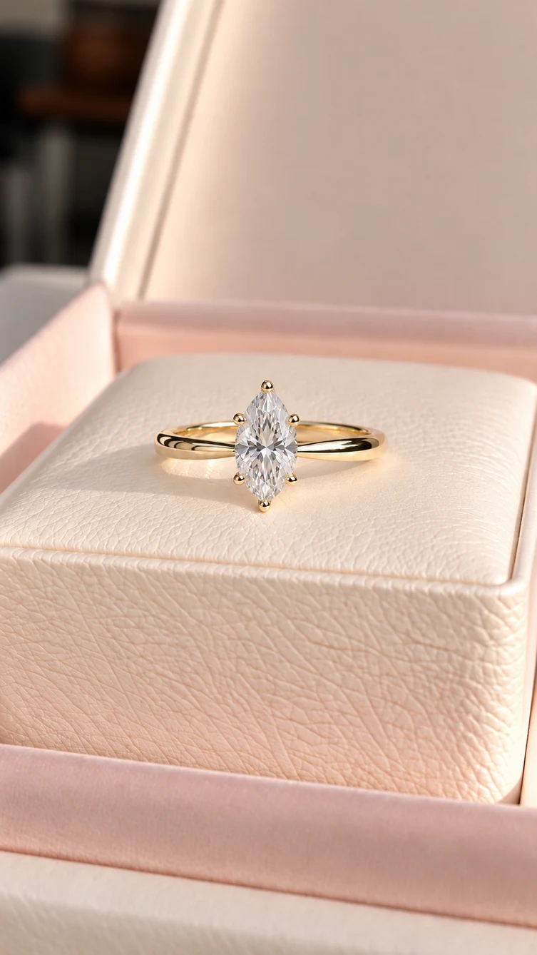 Anillo Clásico marquise con diamante natural, vista 1